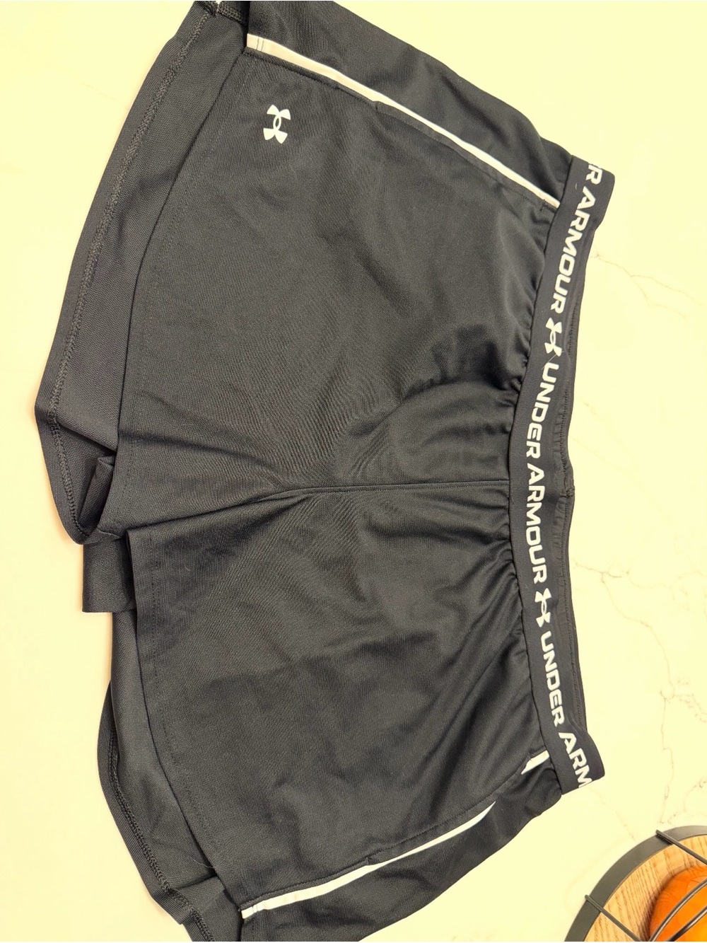 Under Armour Women’s Black Athletic Running Shorts with Logo Waistband